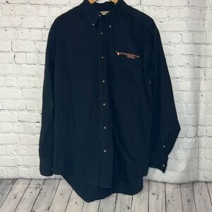 Boa By Blue Dolphin Designs Mens L Black Button Down‎ Shirt University Of Texas